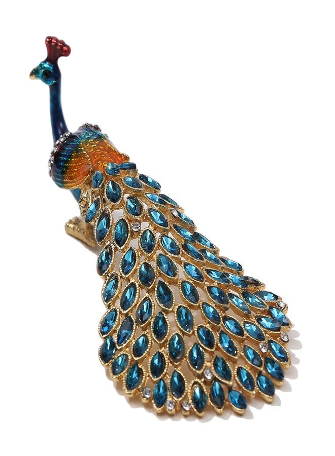 SEVENBEES Enameled Peacock Jewelry Box - Hand-Painted Collectible Figurine with Crystal Rhinestones, Ideal for Rings and Earrings, Perfect for Women and Girls - Image 1
